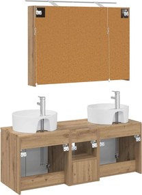 vidaXL Σετ Ντουλαπιών Μπάνιου 4 τμχ. Artisan Δρυς Επεξεργασμένο Ξύλο