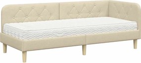 vidaXL Κρεβάτι Γωνίας Κρεμ 80 x 200 cm ύφασμα