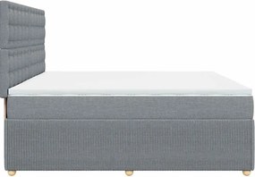 vidaXL Κρεβάτι Boxspring με Στρώμα Ανοιχτό Γκρι 200x200 εκ. Υφασμάτινο