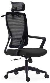 BF3850 Πολυθρόνα Γραφείου Διευθυντή, Mesh Μαύρο, Ύφασμα Μαύρο