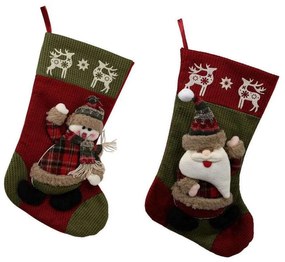 Χριστουγεννιάτικη Διακοσμητική Κάλτσα Santa&amp;Snowman 372-99-179 27x22x53cm Multi