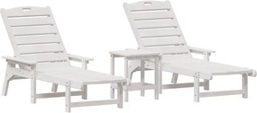 vidaXL Ξαπλώστρα 3 pcs Λευκό Πολυαιθυλένιο