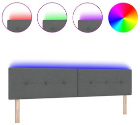 vidaXL LED Κεφαλάρι με Κουμπιά Στημένο Γκρι 100 εκ Υφάσμα