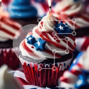 Intra Συλλεκτικό Ξύλινο Παζλ Plywood  4mm - Πατριωτικά Cupcakes με Κόκκινο, Λευκό και Μπλε παγετό Σε Ξύλινο Κουτί - Διαστάσεις: 10x10 cm – 25 κομμάτια