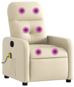 vidaXL Πολυθρόνα Μασάζ Ανακλινόμενη Κρεμ Υφασμάτινη