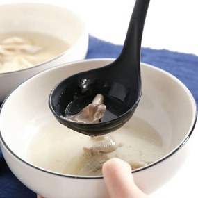 Βαθιά Κουτάλα Σούπας Πλαστική 28.5cm με Βάση Στήριξης - Μαύρο