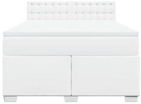 vidaXL Κρεβάτι Boxspring με Στρώμα Λευκό 140x190εκ.από Συνθετικό Δέρμα