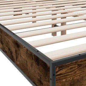 vidaXL Πλαίσιο Κρεβατιού Καπνιστή Δρυς 120x200εκ. Επεξ. Ξύλο &amp; Μέταλλο