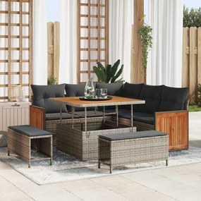 vidaXL Σετ Καναπέ Κήπου με μαξιλάρι 8 pcs Γκρι 100 x 100 x 71 cm