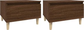 vidaXL Τραπεζάκια Σαλονιού 2 τεμ Καφέ Δρυς 50x46x35 εκ. Επεξ. Ξύλο