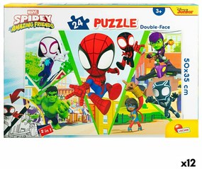 Παιδικό παζλ Spidey Διπλή όψη 50 x 35 cm 24 Τεμάχια (12 Μονάδες)