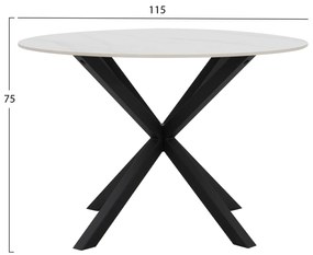 ΤΡΑΠΕΖΙ ΤΡΑΠΕΖΑΡΙΑΣ ΣΤΡΟΓΓΥΛΟ SYNTEC HM9309.02 SINTERED STONE ΛΕΥΚΟ ΜΕΤΑΛ.ΠΟΔΙΑ Φ115x75Y εκ.