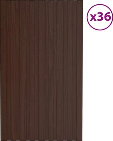 vidaXL Πάνελ οροφής 36 τεμ. Καφέ 80 x 45 cm Γαλβανισμένος χάλυβας