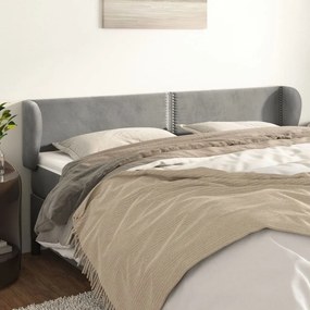 Κεφαλάρι με Πτερύγια Ανοιχτό Γκρι 203x23x78/88 εκ. Βελούδινο 3117070
