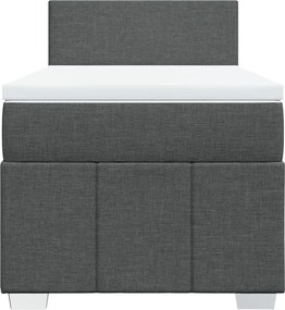 vidaXL Κρεβάτι Boxspring με Στρώμα Σκούρο Γκρι 90x190 εκ. Υφασμάτινο