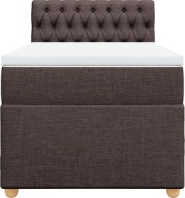 vidaXL Κρεβάτι Boxspring με Στρώμα Σκούρο Καφέ 90x200 εκ. Υφασμάτινο