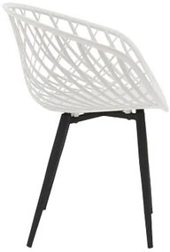 Καρέκλα Ezra λευκό pp-πόδι μαύρο μέταλλο 62x42x82εκ 63x55x83 εκ.