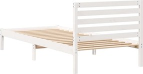 vidaXL Σκελετός Κρεβατιού Λευκό 90 x 220 cm Στερεά ξυλεία πεύκου