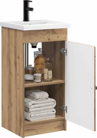 vidaXL Καθρέφτης μπάνιου με νιπτήρα Artisan Δρυς 42 x 40 x 84,5 εκ