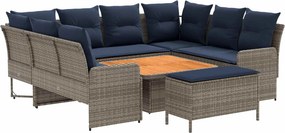 vidaXL Σύνολα επίπλων 7 τμχ. Γκρι και Navy Blue Ράτα PE
