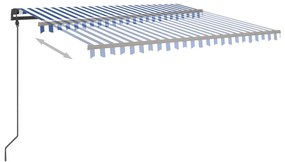 vidaXL Τέντα Συρόμενη Αυτόματη με Στύλους Μπλε / Λευκό 4,5 x 3,5 μ.