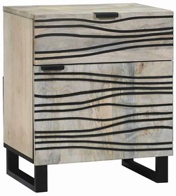 Κομοδίνο Λευκό και Μαύρο 50 x 33 x 60 εκ Μασίφ ξύλο ακακίας