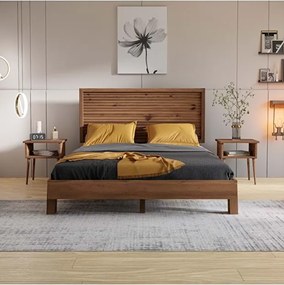 Stewehome Ξύλινο Κρεβάτι Ebruli Πεύκου Χρώμα Καρυδιά 120x200x13 cm