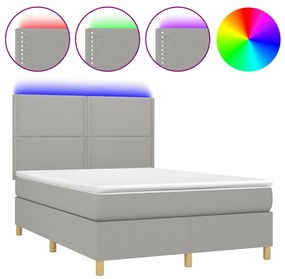 ΚΡΕΒΑΤΙ BOXSPRING ΜΕ ΣΤΡΩΜΑ &amp; LED ΑΝ.ΓΚΡΙ 140X190ΕΚ. ΥΦΑΣΜΑΤΙΝΟ 3135349