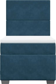 vidaXL Κρεβάτι Boxspring με Στρώμα Μπλε 90x190 εκ. Βελούδινο