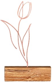 Διακοσμητικό Επιτραπέζιο Tulip 533BSG1148 17x3,5x30cm Natural-Bronze Aberto Design Μέταλλο,Ξύλο
