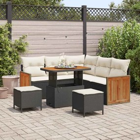 vidaXL Σετ Καναπέ Κήπου 8 pcs Μαύρο και κρεμ 90 x 55 x 71 cm