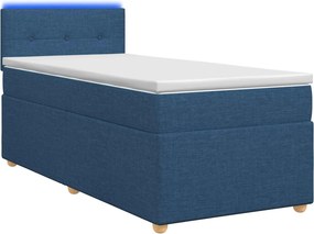 vidaXL Κρεβάτι box spring με στρώμα Μπλε 90 x 190 cm Ύφασμα
