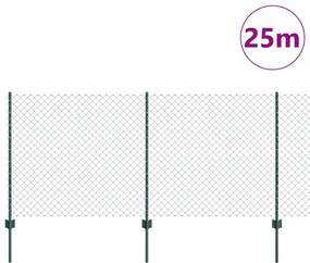 vidaXL Φράχτης με Στήλες. Πράσινο 1 x 25 m Ατσάλι