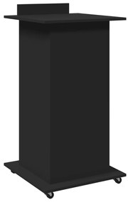 vidaXL Αναλόγιο με Ροδάκια &amp; Συρτάρι Μαύρο 55x55x107 εκ. Επεξ. Ξύλο