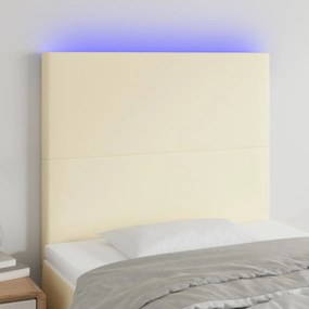 vidaXL Κεφαλάρι Κρεβατιού LED Κρεμ 100x5x118/128 εκ. Συνθετ. Δέρμα