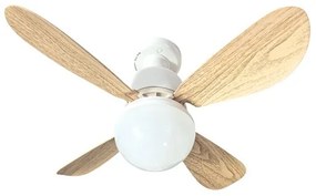 Eurolamp Ανεμιστήρας Οροφής Φ42εκ 10W Με Φως 12W CCT Βιδωτός Σε Ντουί Ε27 Λευκό-Φυσικό Ξύλου 300-20517