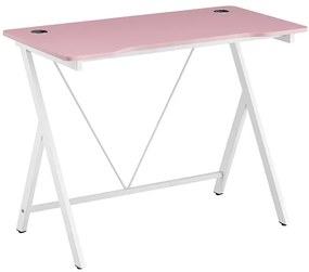 ΓΡΑΦΕΙΟ 100X50X75εκ.ΡΟΖ MDF/ΛΕΥΚΟ ΜΕΤΑΛΛΙΚΟ