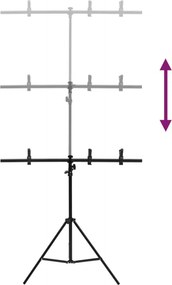 vidaXL Βάση Φόντου σε Σχήμα Τ Μαύρη 91 x 60 x (70-200) εκ.
