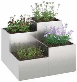 vidaXL Γλάστρα Κήπου Ασημί 80 x 80 x 60 εκ. Ανοξείδωτο ατσάλι