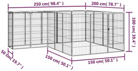 vidaXL Κλουβί Σκύλου 18 Πάνελ Μαύρο 50x100 εκ. Ατσάλι με Βαφή Πούδρας