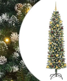 vidaXL Τεχνητό Λεπτό Χριστουγεννιάτικο Δέντρο Πράσινο και Λευκό 210 cm