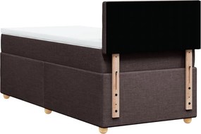 vidaXL Κρεβάτι Boxspring με Στρώμα Σκούρο Καφέ 100x200 εκ. Υφασμάτινο