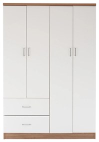Ντουλάπα 4φυλλη Με 2 Συρτάρια Blakely Sonama Λευκή 120x42,5x180,5 Εκ.