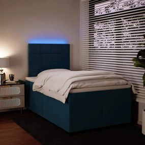 vidaXL Κρεβάτι Boxspring με Στρώμα Μπλε 120x190 εκ. Βελούδινο