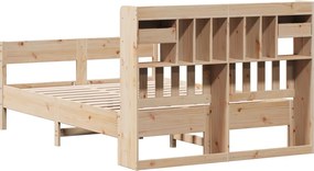 vidaXL Κρεβάτι Βιβλιοθήκη Χωρίς Στρώμα 140x200 εκ Μασίφ Ξύλο Πεύκο