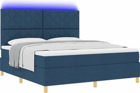 vidaXL LED Κρεβάτι με βάθρο με κεφαλάρι Μπλε 180 x 200 cm ύφασμα