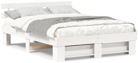 vidaXL Σκελετός Κρεβατιού Λευκό 140 x 200 cm Συμπαγές ξύλο πεύκου