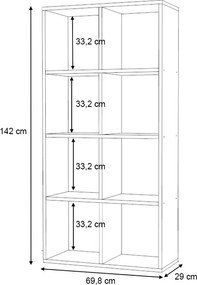 Βιβλιοθήκη Anser Megapap χρώμα λευκό 69,8x29x142εκ.