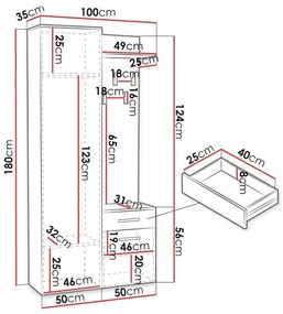 Σετ διαδρόμου Mandeville 110, 180x100x35cm, 38 kg, Καθρέφτης, Άσπρο, Πλαστικοποιημένη μοριοσανίδα, Τοίχου, Εντοιχισμένη | Epipla1.gr