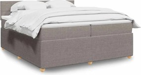vidaXL Κρεβάτι Boxspring με Στρώμα Taupe 200x200 εκ. Υφασμάτινο